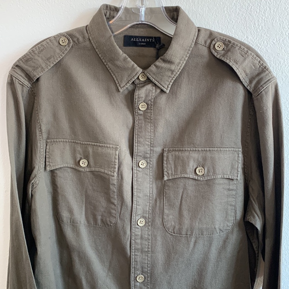 NWT ALLSAINTS Contractor Utility Shirt Cadet MS218J